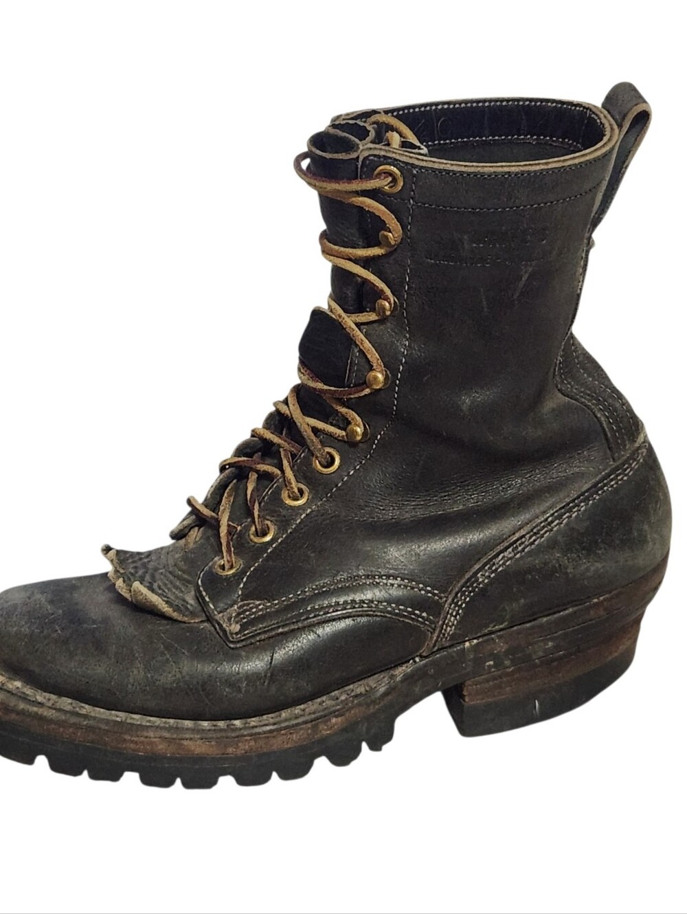 White Boots Mens Size 6.5 C 355 Cruiser Aaron Levine Black Leather Lace Up Ankle